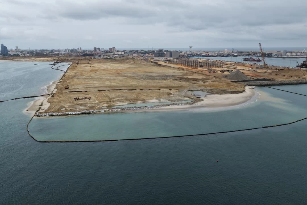 Aerial view of the reclamation platform and marine frontage