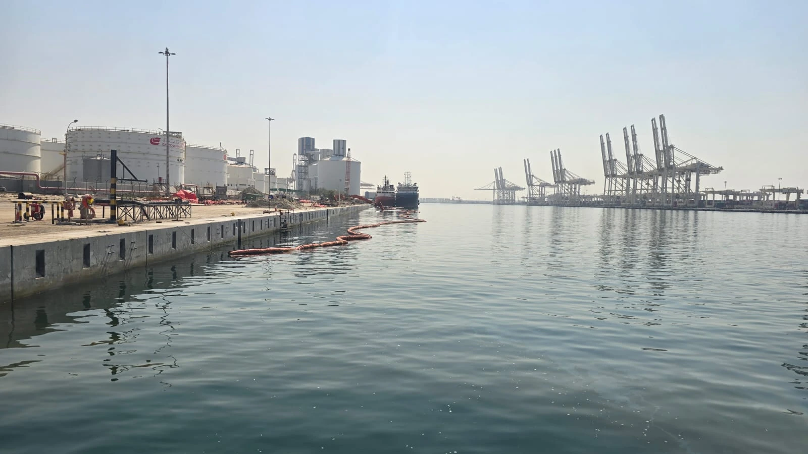 East Wharf, Jebel Ali — waterside overview of the quay and port work area