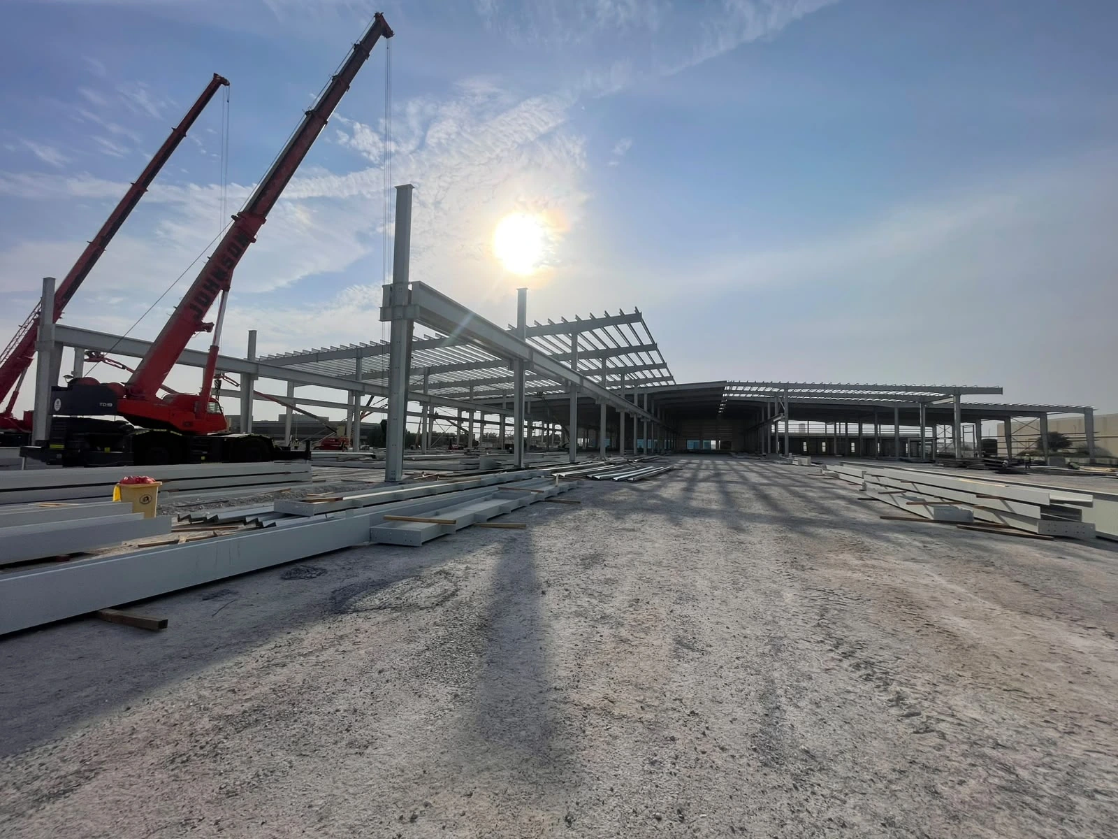 Emirates Float Glass Line 2 — steel-frame construction and site overview
