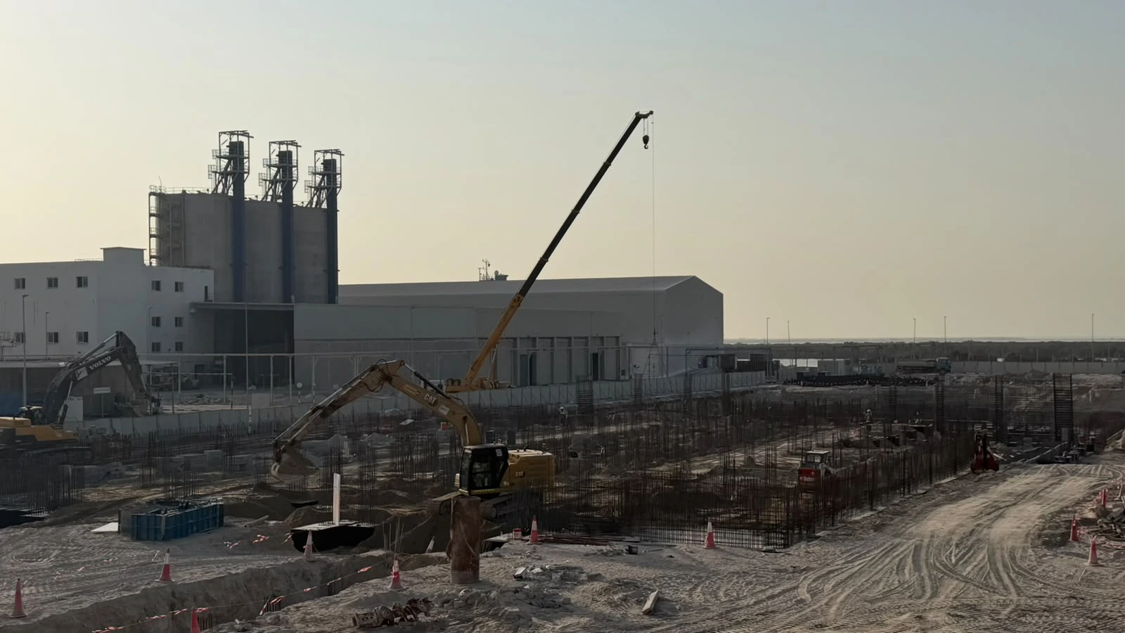 Emirates Float Glass Line 2 — excavation and reinforcement work area