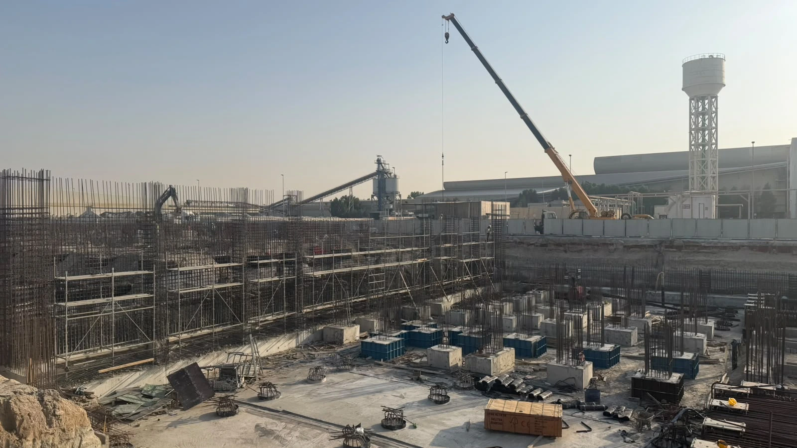 Emirates Float Glass Line 2 — foundation reinforcement and construction work area