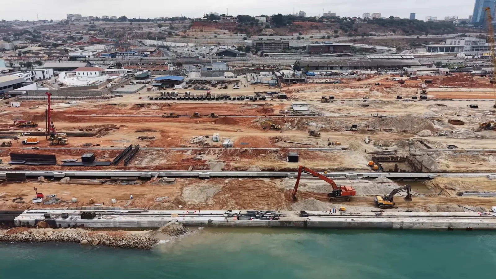 Luanda Marine Works — seaward view of the quay frontage and construction area