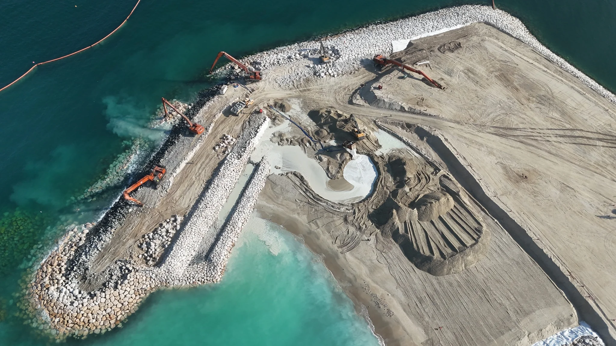 Cape Jumeirah Marine Works MH-0123 — overhead view of marine-edge construction