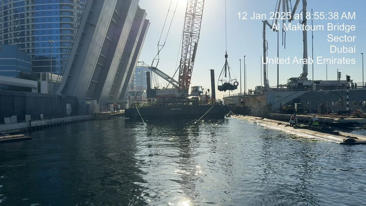 RTA Al Maktoum Bridge — marine plant and daytime works in the navigation channel
