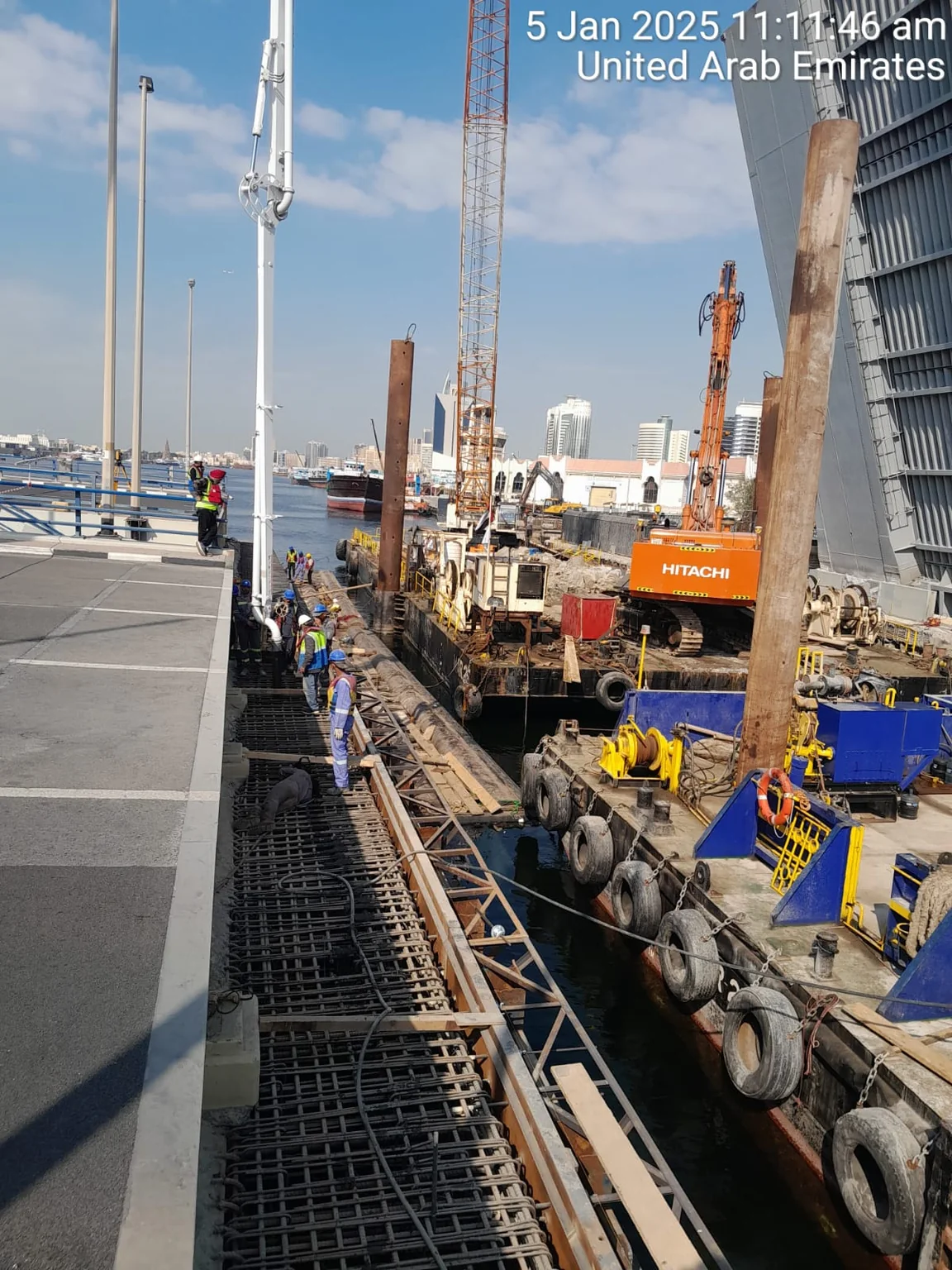 RTA Al Maktoum Bridge — reinforcement and marine plant beside the bridge