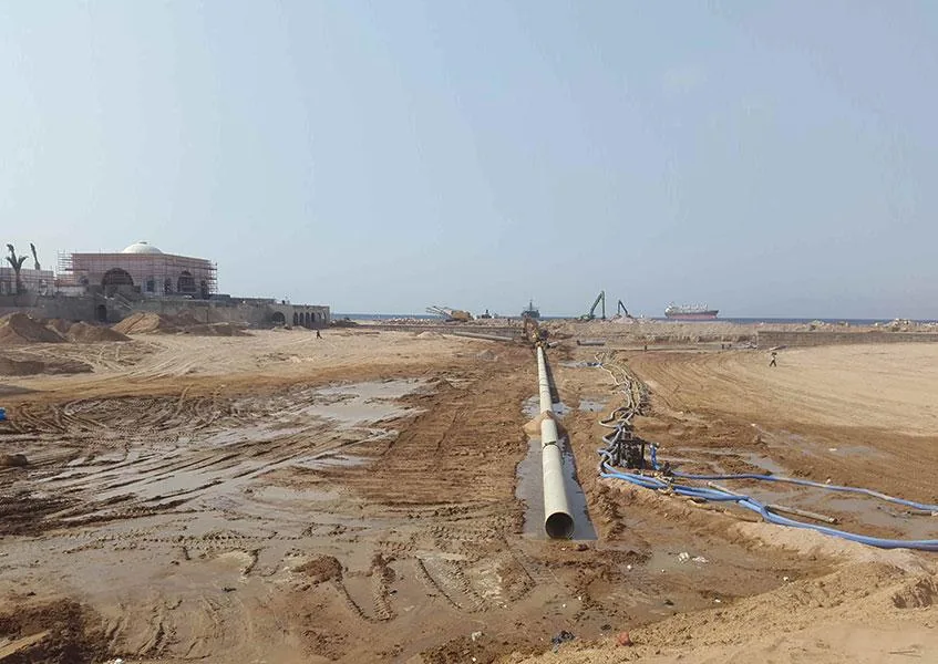 Saraya aqaba resort 800 mm sea water intake lagoon circulation pipeline 2016